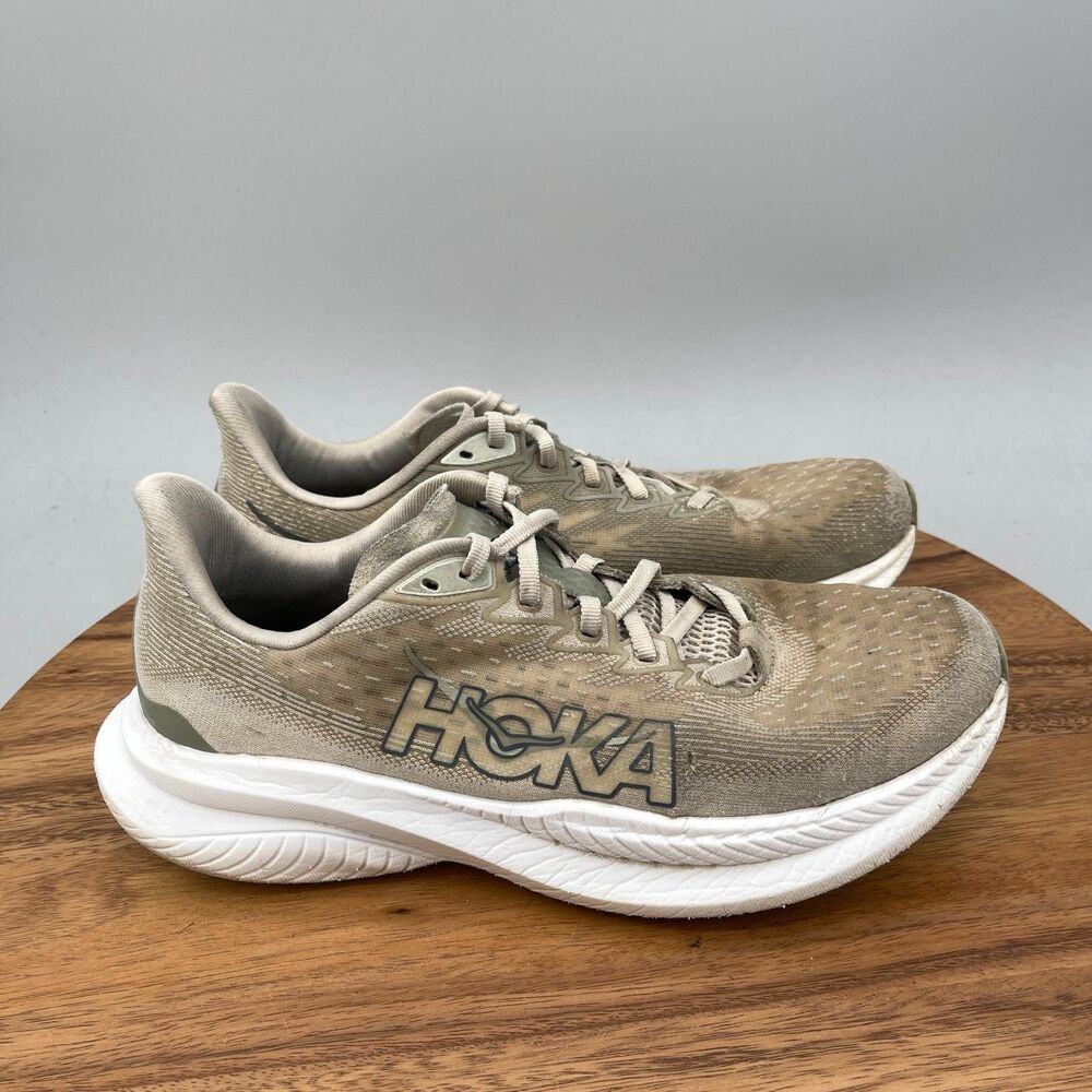 Hoka One One Mach 6 Mens Size 9D Oat Milk Barley Running Comfort Walking Sneaker